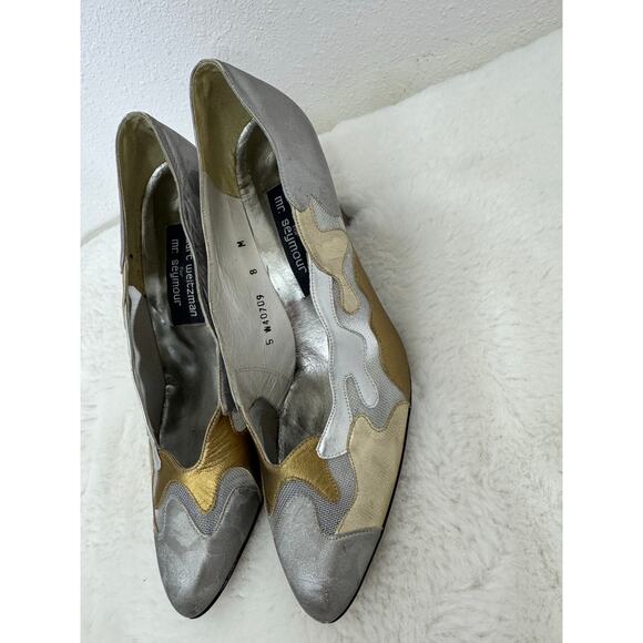 Stuart Weitzman for Mr. Seymour Metallic Vintage Heels Size 8 - Picture 3 of 13